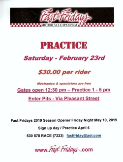 2019 Fast Fridays Schedule